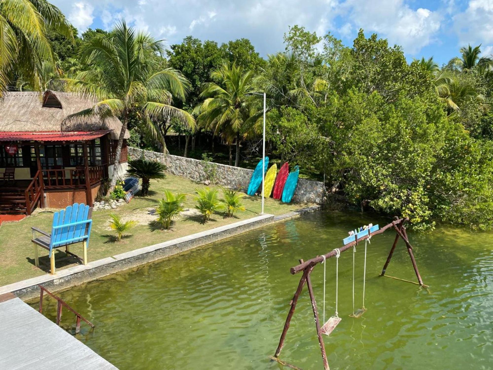 Coras Place Bacalar Lagoon Front Bagian luar foto